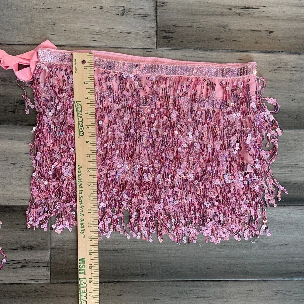 NWOT Pink Sequin Fringe Skirt